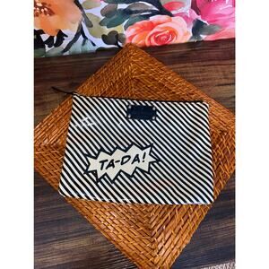 Kate Spade New York Nude & Black Stripe “TA-DA!” Makeup Bag Cosmetic Pouch